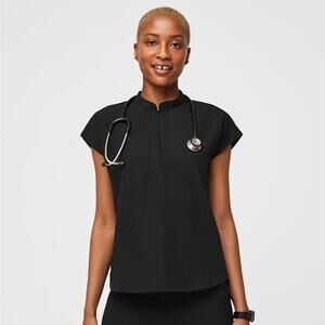 Figs Women's Rafaela Oversized Scrub Top Black Size M Nursing Healthcare Worker